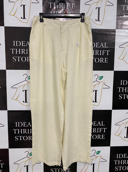 ANKO |L| WAIST 30| A54| CREAM HIGH-WAIST WIDE-LEG TECHNICAL UTILITY TROUSERS