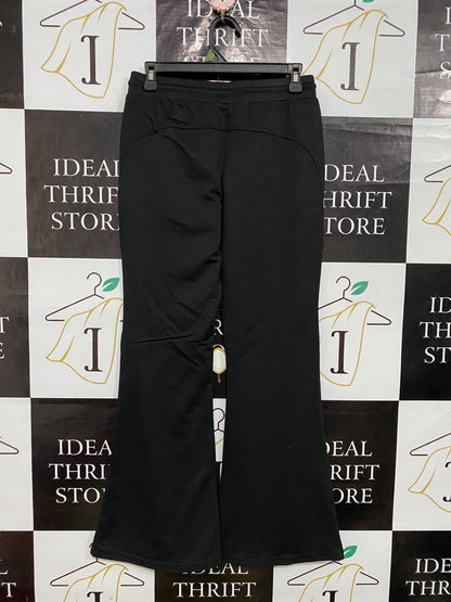 |M| WAIST 28| A54| BLACK DRAWSTRING-WAIST FLARED TECHNICAL UTILITY SWEATPANTS