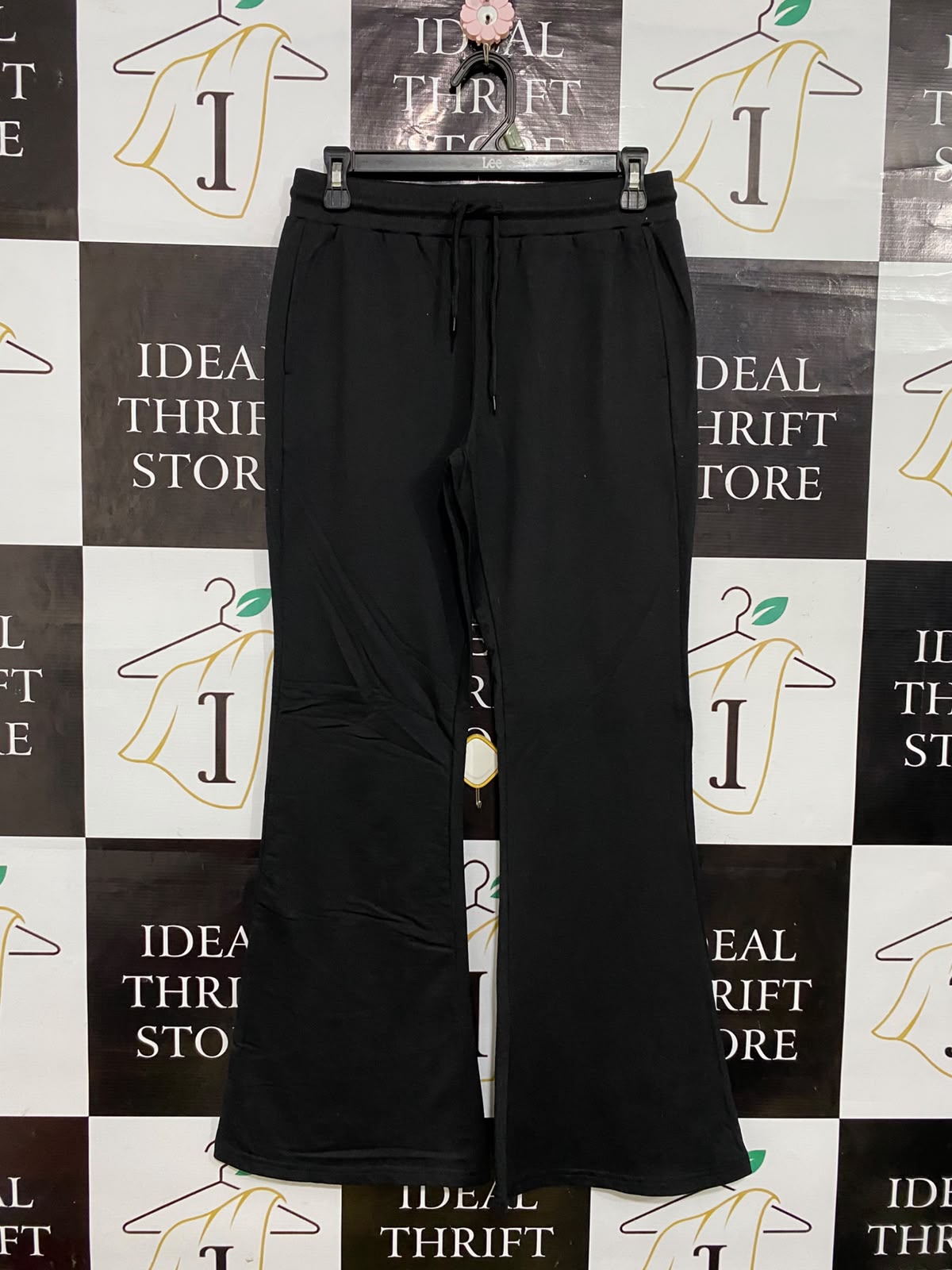 |M| WAIST 28| A54| BLACK DRAWSTRING-WAIST FLARED TECHNICAL UTILITY SWEATPANTS