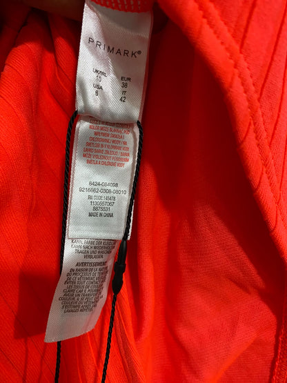 PRIMARK |S| BUST 14| A54| BRIGHT RED V-NECK RIBBED TECHNICAL UTILITY BODYSUIT
