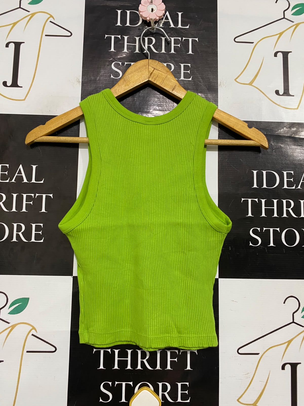 UNIQLO |XS| BUST 12| A54| LIME GREEN UNIQLO CREW-NECK RIBBED TECHNICAL UTILITY TANK TOP