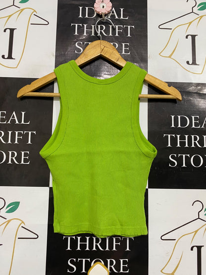 UNIQLO |XS| BUST 12| A54| LIME GREEN UNIQLO CREW-NECK RIBBED TECHNICAL UTILITY TANK TOP