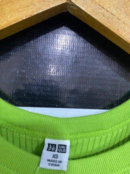 UNIQLO |XS| BUST 12| A54| LIME GREEN UNIQLO CREW-NECK RIBBED TECHNICAL UTILITY TANK TOP