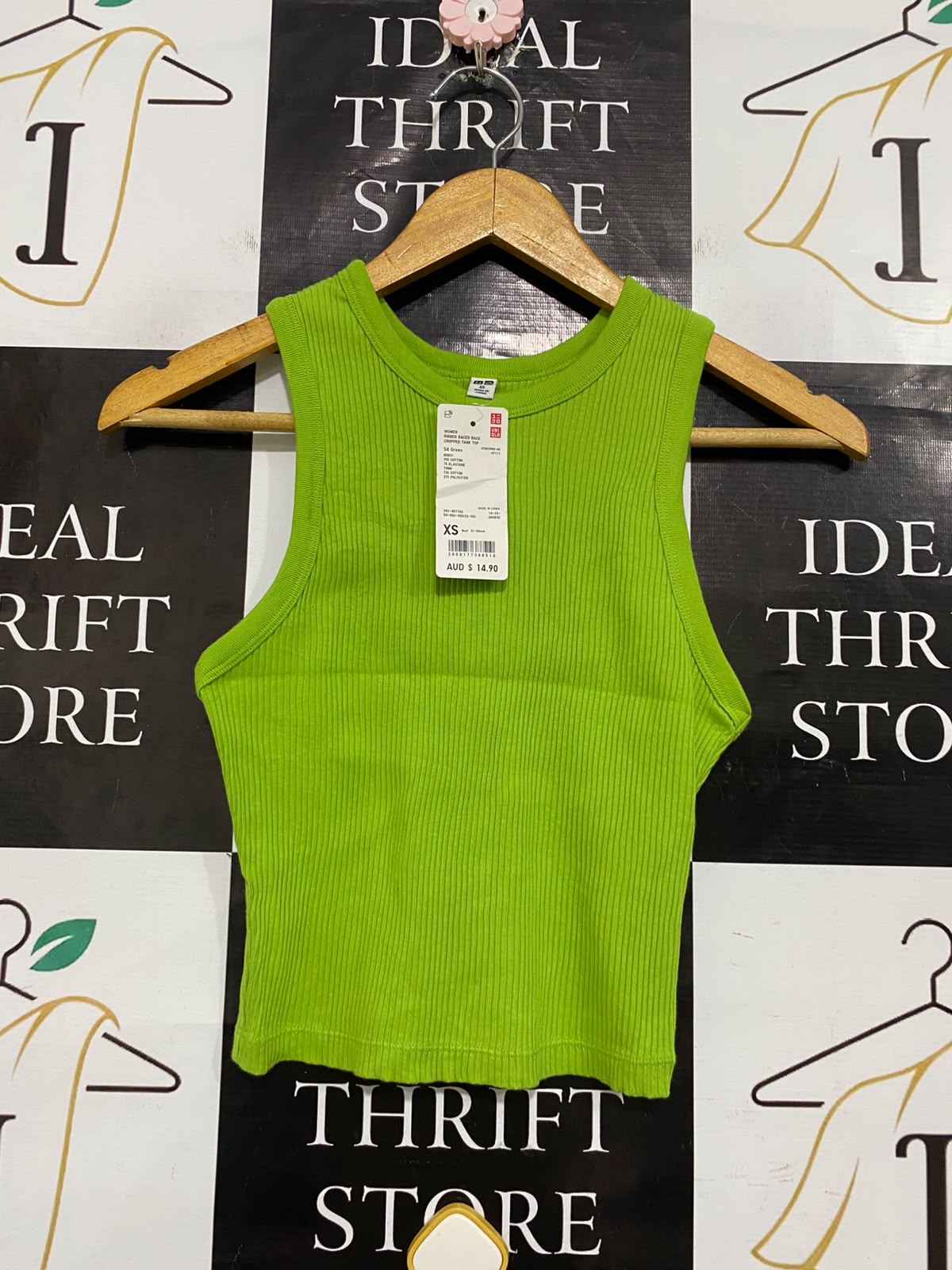 UNIQLO |XS| BUST 12| A54| LIME GREEN UNIQLO CREW-NECK RIBBED TECHNICAL UTILITY TANK TOP