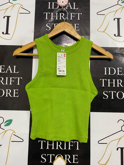 UNIQLO |XS| BUST 12| A54| LIME GREEN UNIQLO CREW-NECK RIBBED TECHNICAL UTILITY TANK TOP