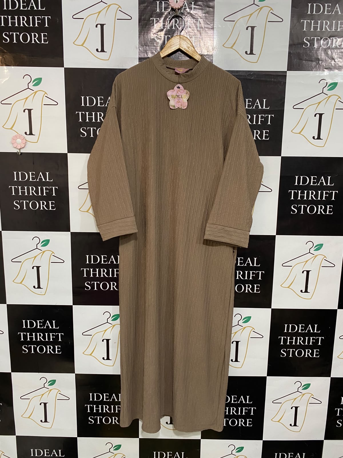 DOLLS |XL| BUST 22| A54| TAUPE MOCK-NECK DROP-SHOULDER TECHNICAL UTILITY MIDI DRESS