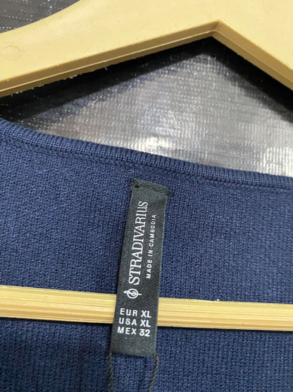 STRADIVARIUS |XL| BUST 17| A54| NAVY BLUE STRADIVARIUS V-NECK BUTTON-FRONT TECHNICAL UTILITY VEST