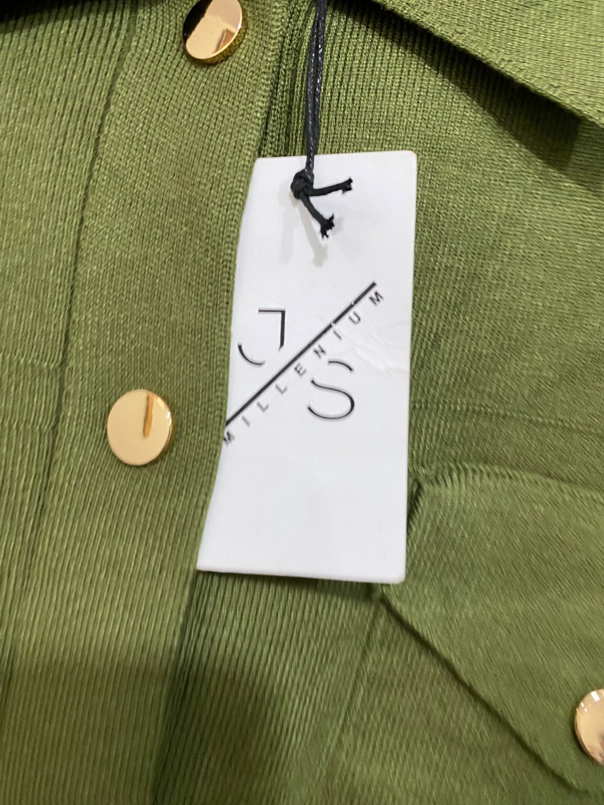MILLENIUM |L| BUST 20| A54| OLIVE GREEN COLLARED BUTTON-FRONT MULTI-POCKET TECHNICAL UTILITY KNIT SHIRT JACKET