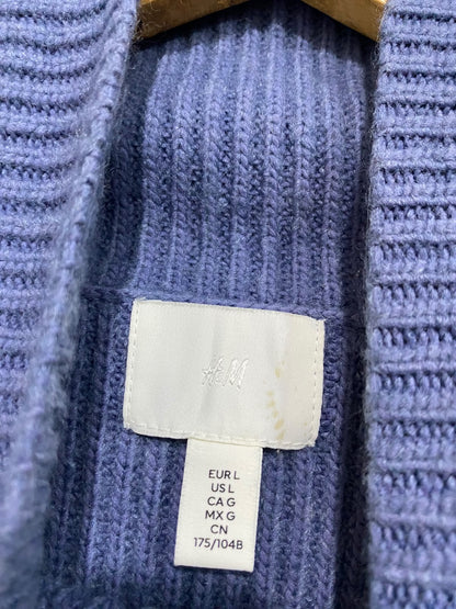 H&M |L| BUST 24| A54| SLATE BLUE QUARTER-ZIP HIGH-NECK OVERSIZED TECHNICAL UTILITY KNIT SWEATER