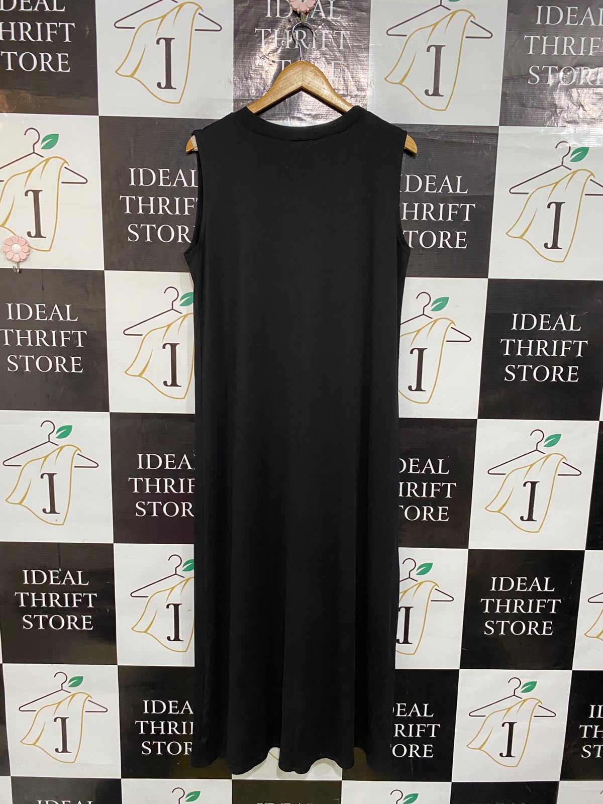 NEW COLLECTION |L| BUST 20| A54| BLACK CREW-NECK SLEEVELESS TECHNICAL UTILITY MAXI DRESS