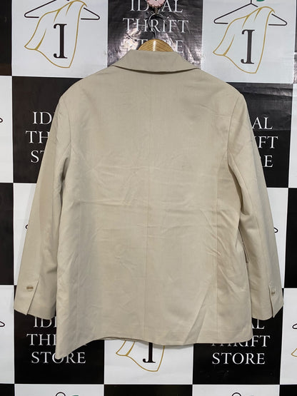 CARMEL |L| BUST 21| A54| LIGHT BEIGE CARMEL NOTCHED-LAPEL BUTTON-FRONT TECHNICAL UTILITY BLAZER