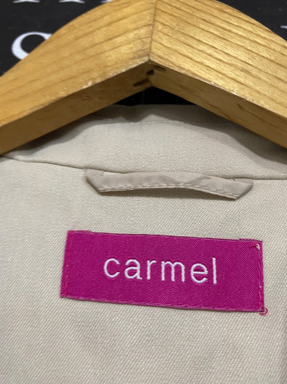 CARMEL |L| BUST 21| A54| LIGHT BEIGE CARMEL NOTCHED-LAPEL BUTTON-FRONT TECHNICAL UTILITY BLAZER