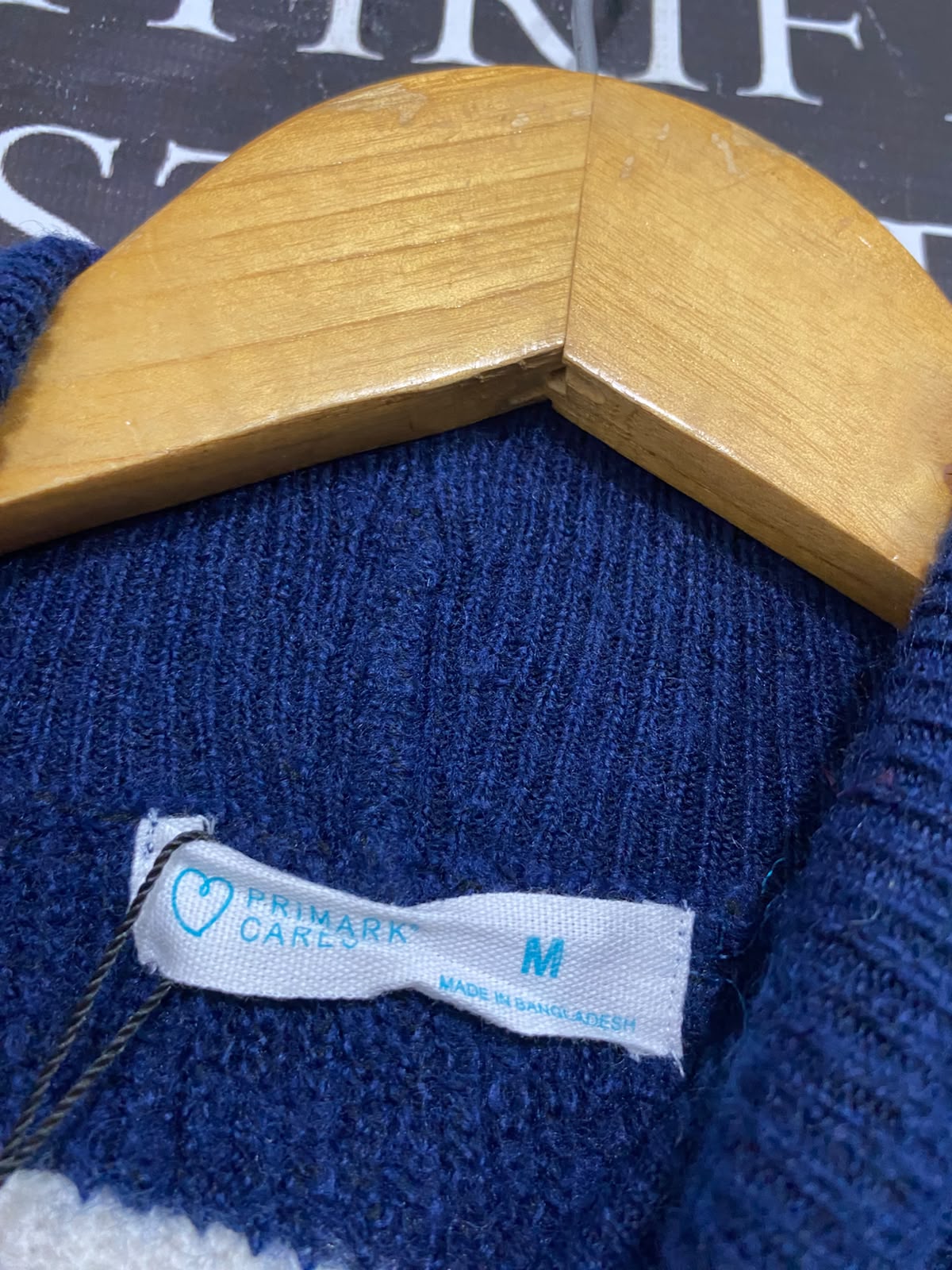 PRIMARK CARES |M| BUST 22| A54| NAVY AND WHITE STRIPED MOCK-NECK TECHNICAL UTILITY KNIT SWEATER