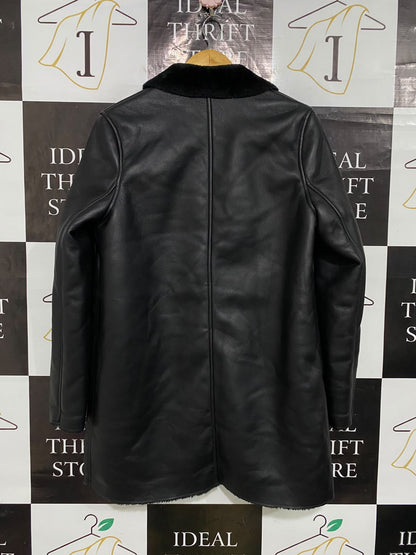 SUD |M| BUST 20| A54| BLACK FAUX-SHEARLING LINED FAUX-LEATHER TECHNICAL UTILITY COAT