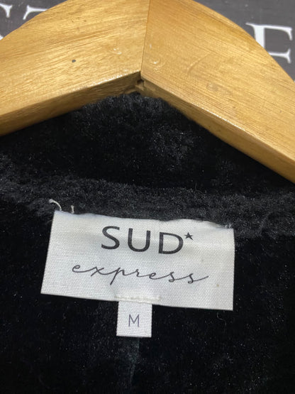 SUD |M| BUST 20| A54| BLACK FAUX-SHEARLING LINED FAUX-LEATHER TECHNICAL UTILITY COAT