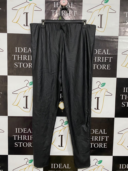LUXE |L| WAIST 36| A54| BLACK GOLD-BUTTON FAUX-LEATHER TECHNICAL UTILITY LEGGINGS