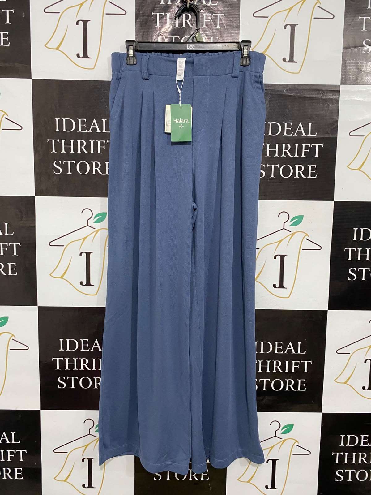 HALARA |M| WAIST 30| A54| SLATE BLUE HALARA PLEATED WIDE-LEG TECHNICAL UTILITY TROUSERS