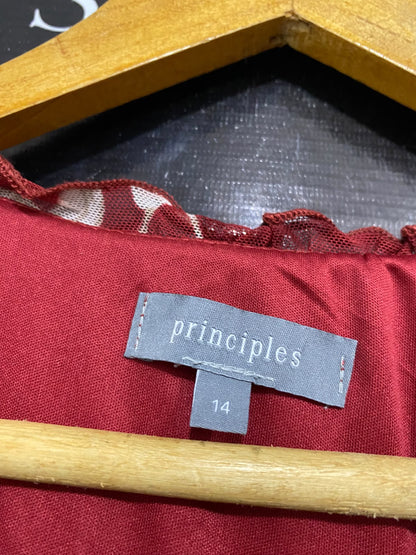 PRINCIPLES |M| BUST 17| A54| RED AND BEIGE FLORAL-PRINT V-NECK TECHNICAL UTILITY MIDI DRESS