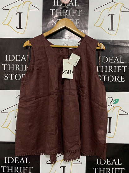ZARA |M| BUST 25| A54| BURGUNDY ZARA SLEEVELESS TECHNICAL UTILITY BLOUSE