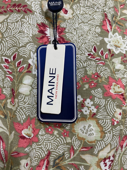 MAINE |M| BUST 18| A54| OLIVE AND RED FLORAL-PRINT MAINE SLEEVELESS TECHNICAL UTILITY DRESS