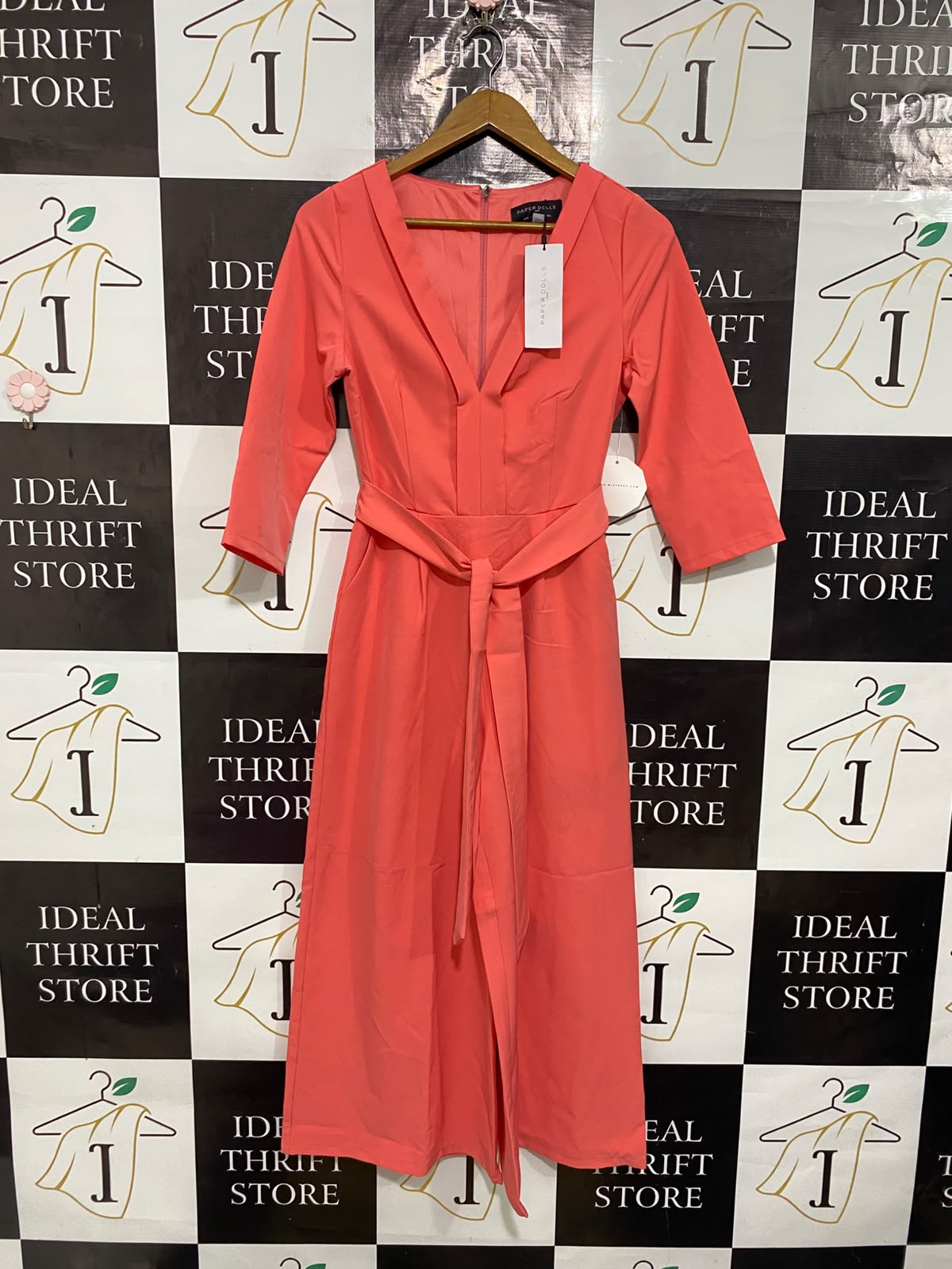 PAPER DOLLS |S| BUST 16| A54| CORAL PAPER DOLLS V-NECK TECHNICAL UTILITY JUMPSUIT