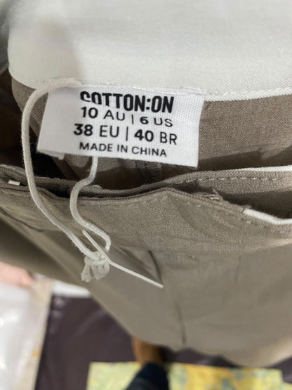 COTTON ON |L| WAIST 30| A53| TAUPE TAILORED PLEATED WIDE-LEG TECHNICAL UTILITY TROUSERS