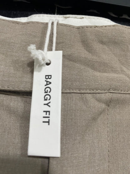 COTTON ON |L| WAIST 30| A53| TAUPE TAILORED PLEATED WIDE-LEG TECHNICAL UTILITY TROUSERS