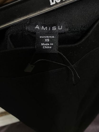 AMISU |XS| WAIST 24| A53| BLACK TECHNICAL UTILITY FLARED TROUSERS