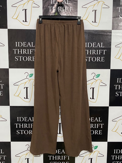|S| WAIST 26| A53| DARK BROWN DRAWSTRING WIDE-LEG TECHNICAL UTILITY LOUNGE TROUSERS