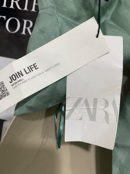 ZARA |L| BUST 18| A53| SAGE GREEN ASYMMETRIC ONE-SHOULDER TECHNICAL UTILITY CROP TOP