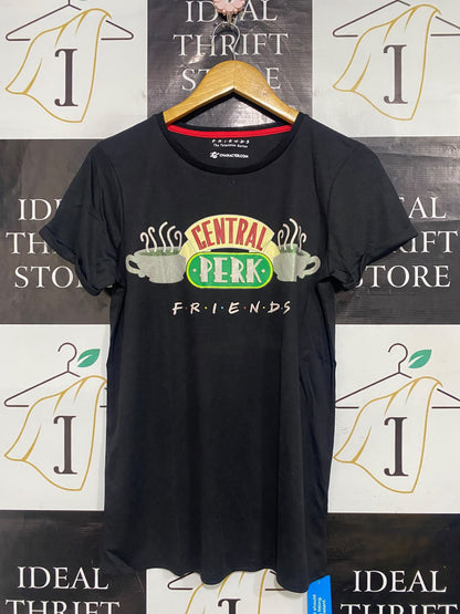 FRIENDS |L| BUST 19| A53| BLACK FRIENDS CENTRAL PERK GRAPHIC TECHNICAL UTILITY T-SHIRT