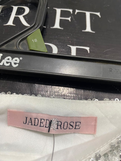 JADED ROSE |XXL| WAIST 38| A53| SILVER SEQUIN-EMBELLISHED WIDE-LEG TECHNICAL UTILITY TROUSERS