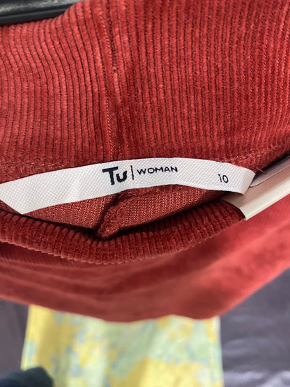 TU WOMAN |M| WAIST 28| A53| RUST CORDUROY ZIP-POCKET TECHNICAL UTILITY PENCIL SKIRT