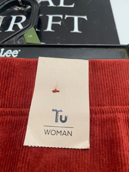 TU WOMAN |M| WAIST 28| A53| RUST CORDUROY ZIP-POCKET TECHNICAL UTILITY PENCIL SKIRT