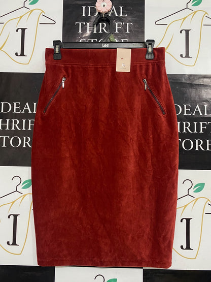 TU WOMAN |M| WAIST 28| A53| RUST CORDUROY ZIP-POCKET TECHNICAL UTILITY PENCIL SKIRT