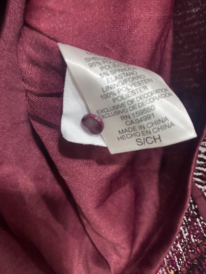 |S| BUST 19| A53| BURGUNDY SEQUIN-EMBELLISHED SHORT-SLEEVE TECHNICAL UTILITY BLOUSE