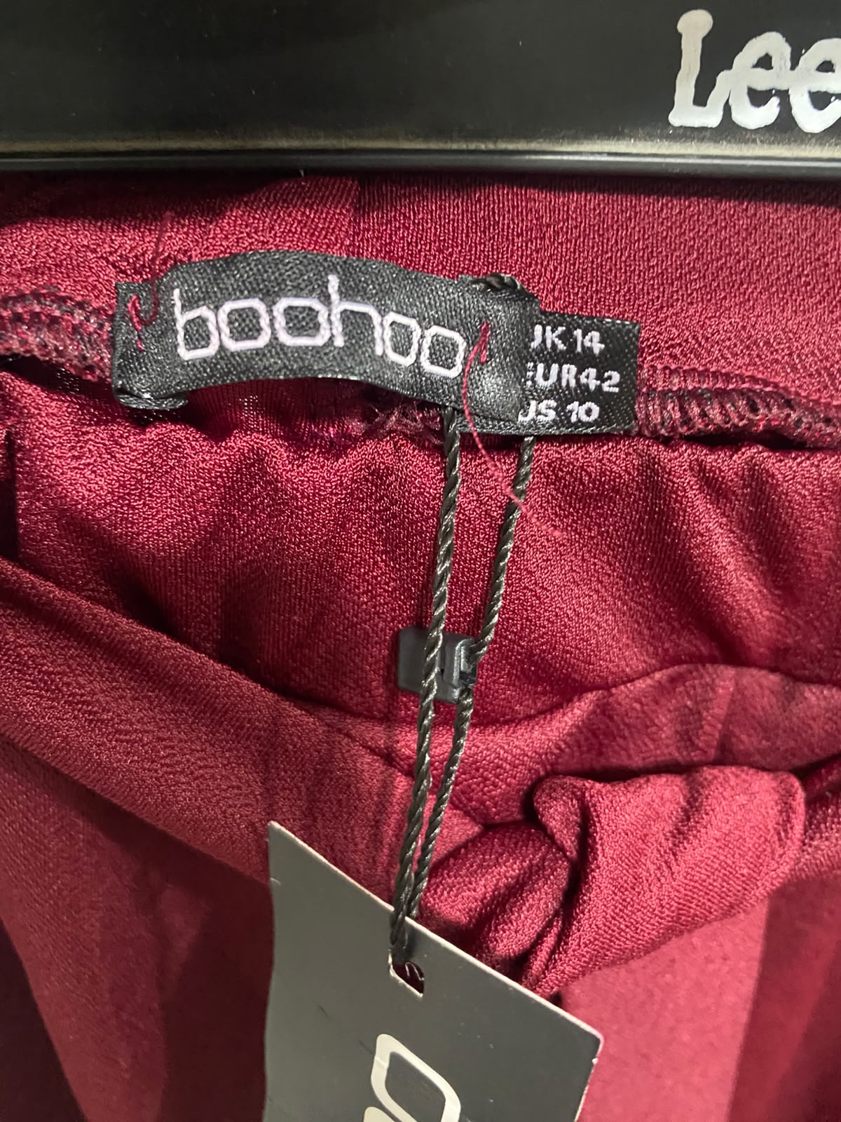 BOOHOO |L| WAIST 30| A53| BURGUNDY TIE-WAIST TECHNICAL UTILITY JOGGERS
