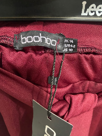 BOOHOO |L| WAIST 30| A53| BURGUNDY TIE-WAIST TECHNICAL UTILITY JOGGERS