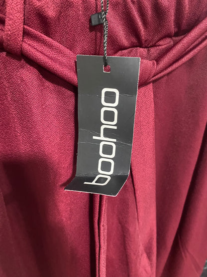 BOOHOO |L| WAIST 30| A53| BURGUNDY TIE-WAIST TECHNICAL UTILITY JOGGERS
