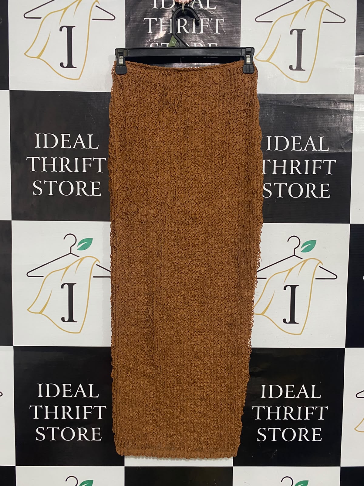 PRETTYLITTLE THING |S| WAIST 24| A53| CARAMEL TEXTURED KNIT TECHNICAL UTILITY MAXI SKIRT