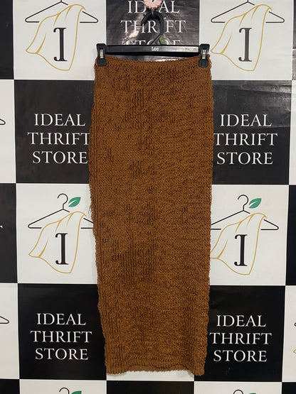 PRETTYLITTLE THING |S| WAIST 24| A53| CARAMEL TEXTURED KNIT TECHNICAL UTILITY MAXI SKIRT