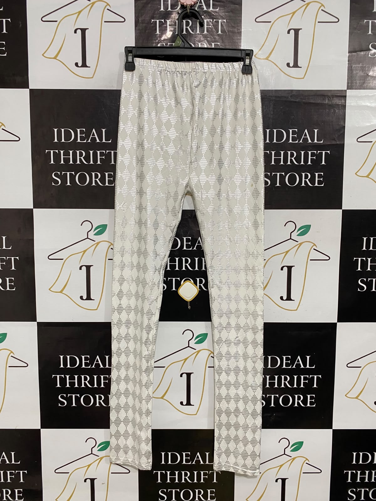 |XS| WAIST 24| A53| SILVER FOIL GEOMETRIC-PRINT TECHNICAL UTILITY LEGGINGS