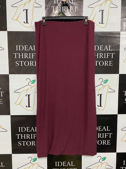 NEW LOOK |L| WAIST 32| A53| BURGUNDY RIBBED TECHNICAL UTILITY MAXI SKIRT