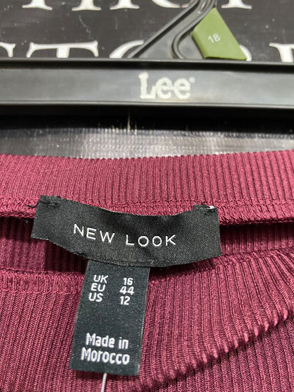 NEW LOOK |L| WAIST 32| A53| BURGUNDY RIBBED TECHNICAL UTILITY MAXI SKIRT