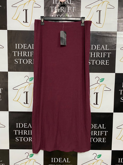 NEW LOOK |L| WAIST 32| A53| BURGUNDY RIBBED TECHNICAL UTILITY MAXI SKIRT