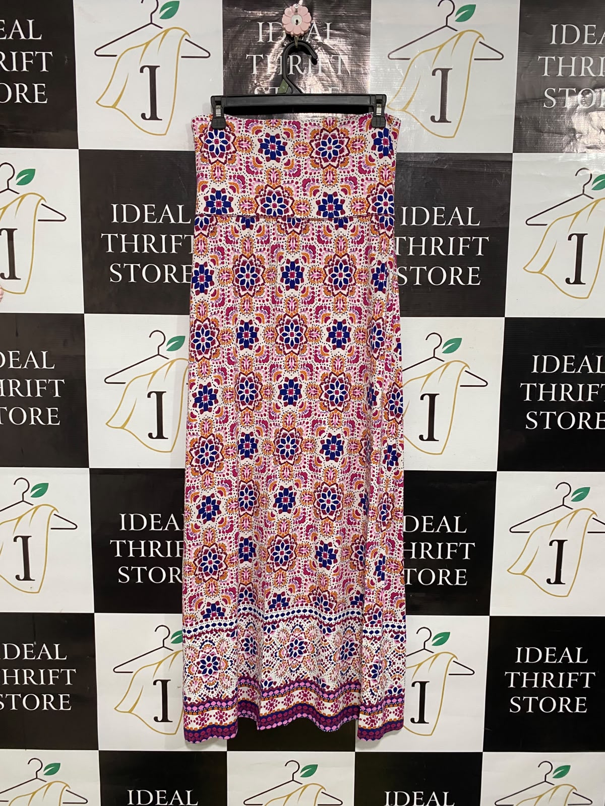 ARTISAN NY |L| WAIST 30| A53| PINK AND BLUE MANDALA-PRINT STRAIT-STYLE TECHNICAL UTILITY MAXI DRESS
