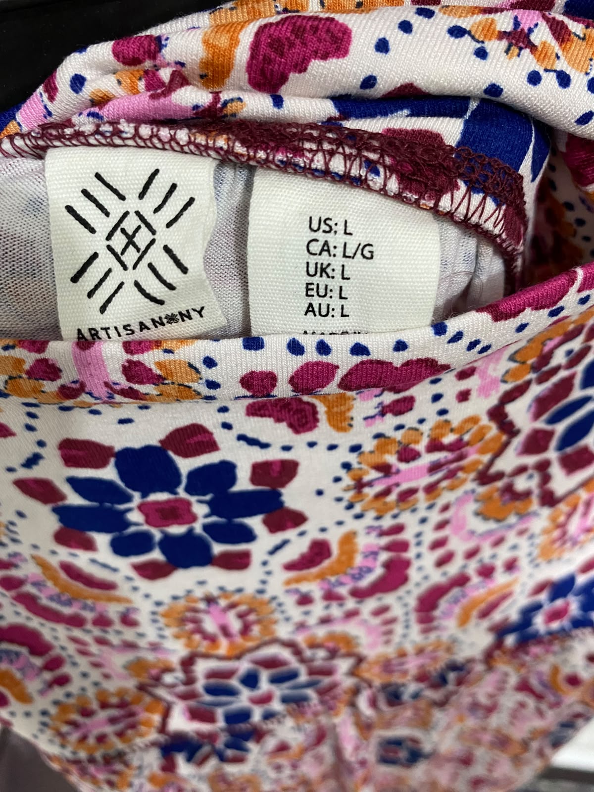 ARTISAN NY |L| WAIST 30| A53| PINK AND BLUE MANDALA-PRINT STRAIT-STYLE TECHNICAL UTILITY MAXI DRESS