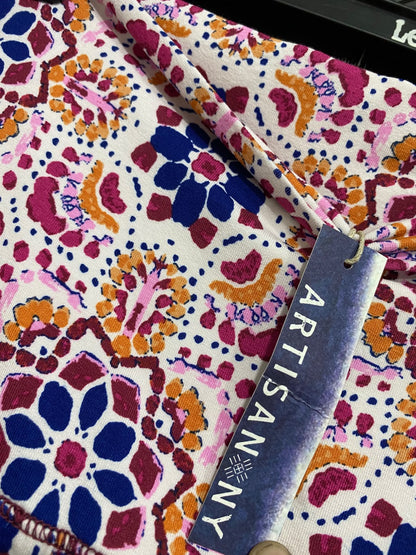 ARTISAN NY |L| WAIST 30| A53| PINK AND BLUE MANDALA-PRINT STRAIT-STYLE TECHNICAL UTILITY MAXI DRESS