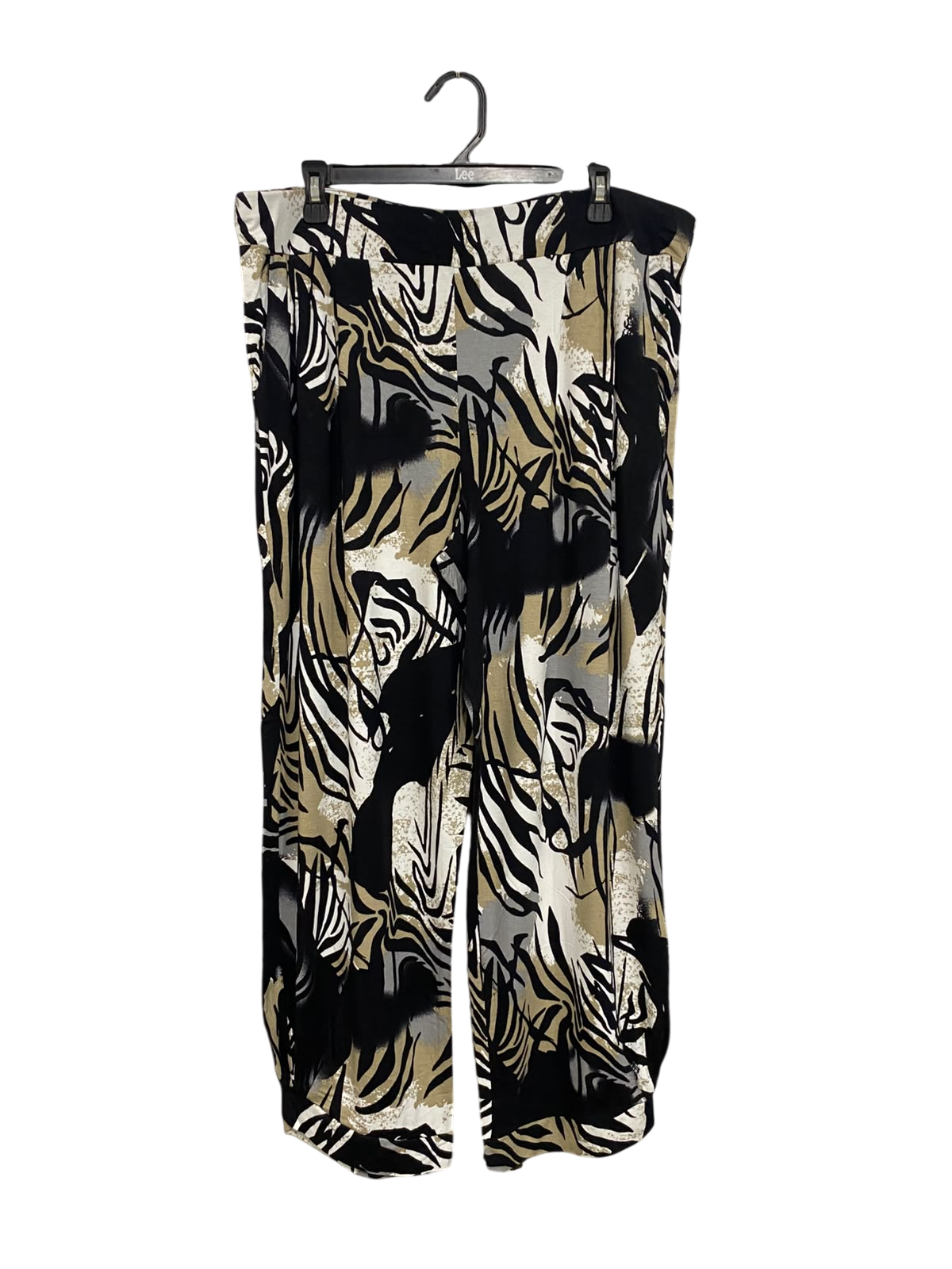 TS |XXL| WAIST 38| A54| ANIMAL PRINT WIDE-LEG FLUID TECHNICAL UTILITY TROUSERS