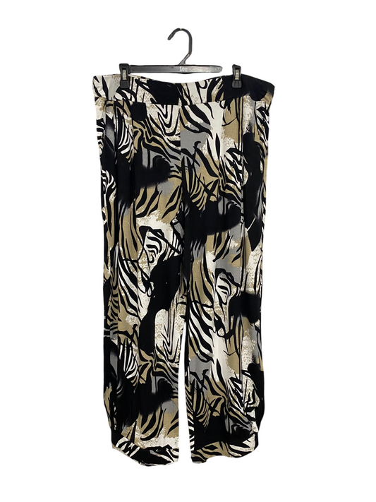 TS |XXL| WAIST 38| A54| ANIMAL PRINT WIDE-LEG FLUID TECHNICAL UTILITY TROUSERS